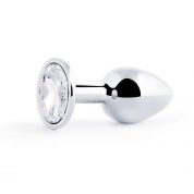 Металлическая втулка plug small цвета серебро с прозрачным кристаллом