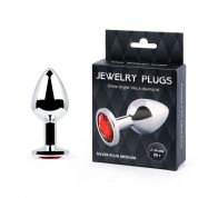 Металлическая втулка SILVER plug цвета серебро с красным кристаллом